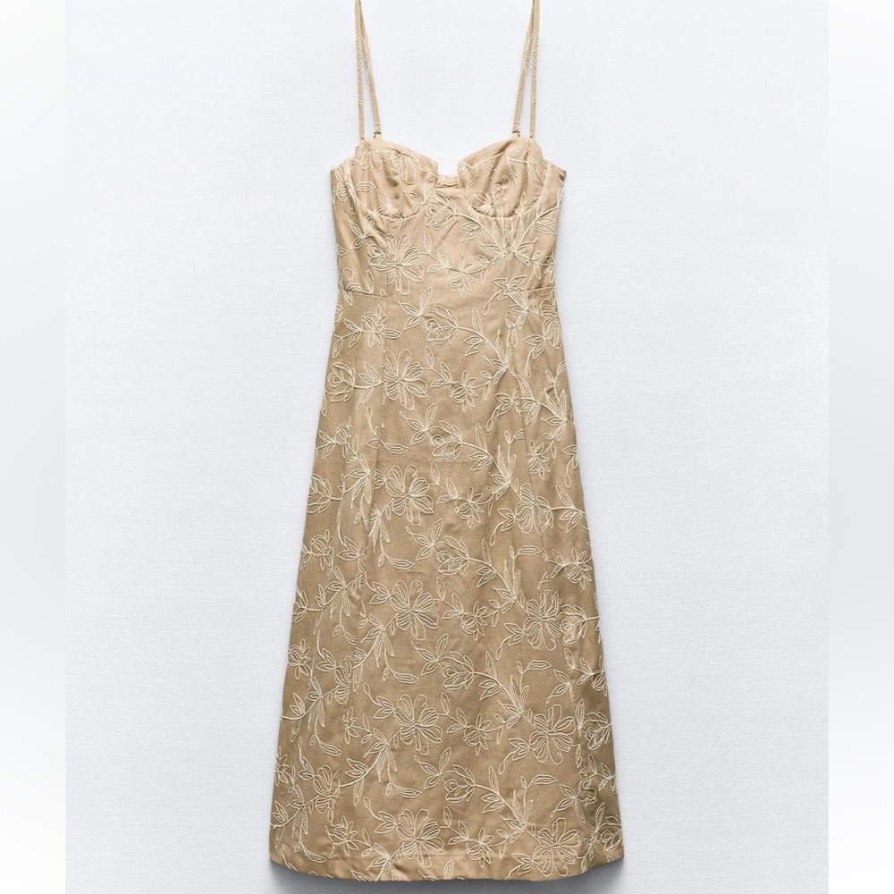 Zara embroidered floral dress